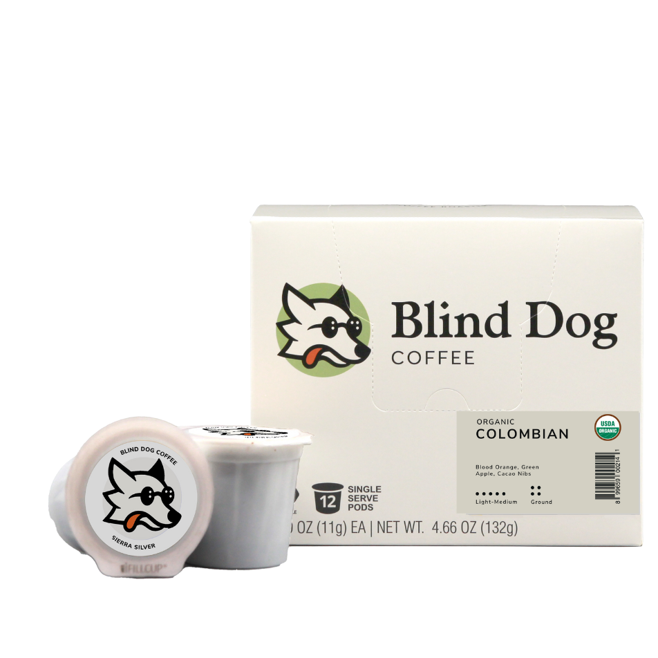 Organic Colombian- 12 Single Serve Cups - Blind Dog Coffee