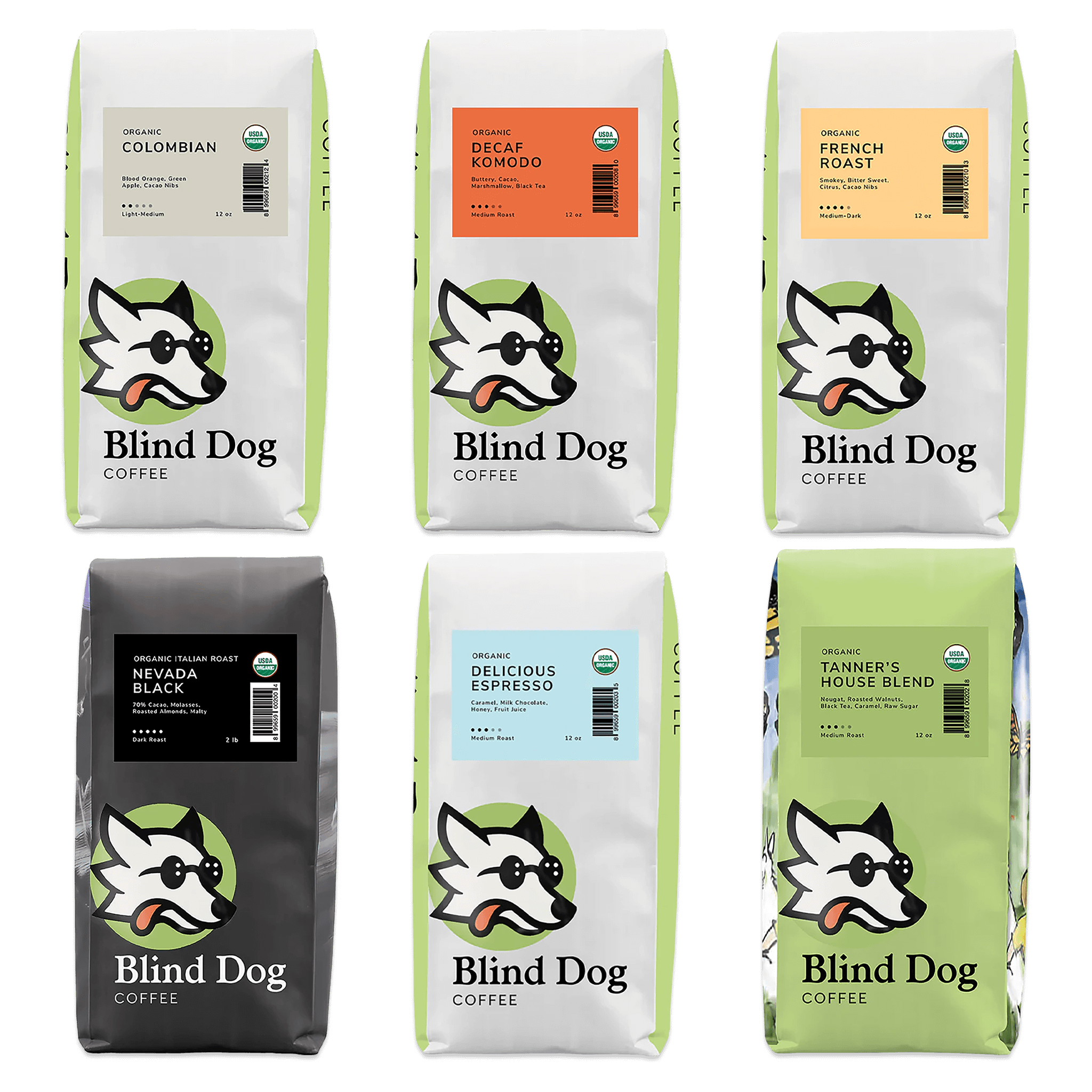 Original Organic Coffee Collection 6-Pack 12 oz. - Blind Dog Coffee