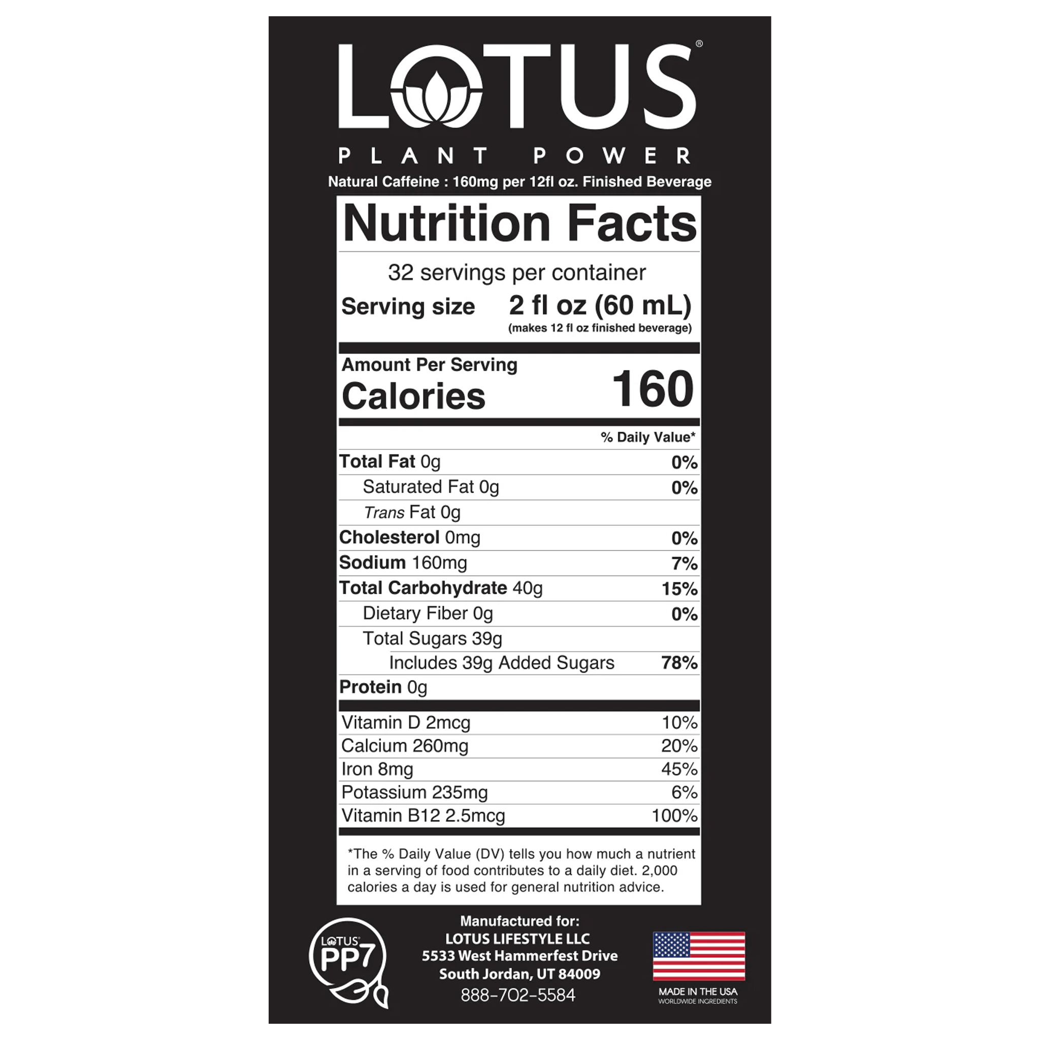 Blue Lotus Plant Power Concentrate Nutrition Facts