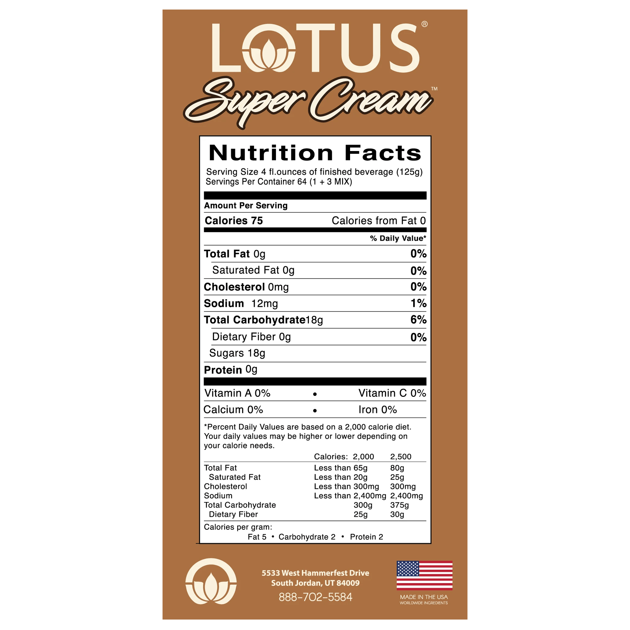 Lotus Cream Base Concentrate Nutrition Facts