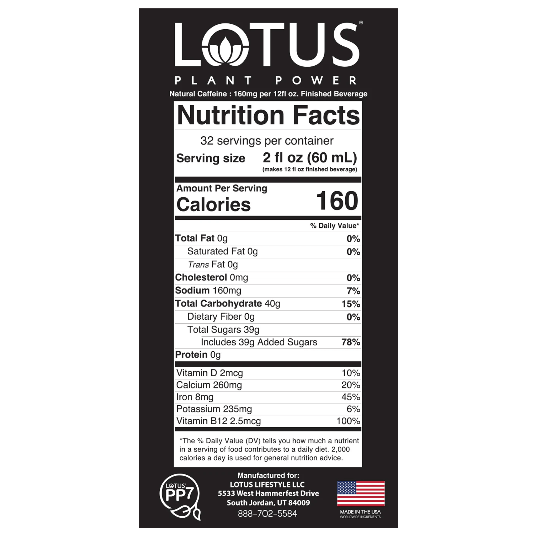 Gold Lotus Plant Power Concentrate Nutrition Facts