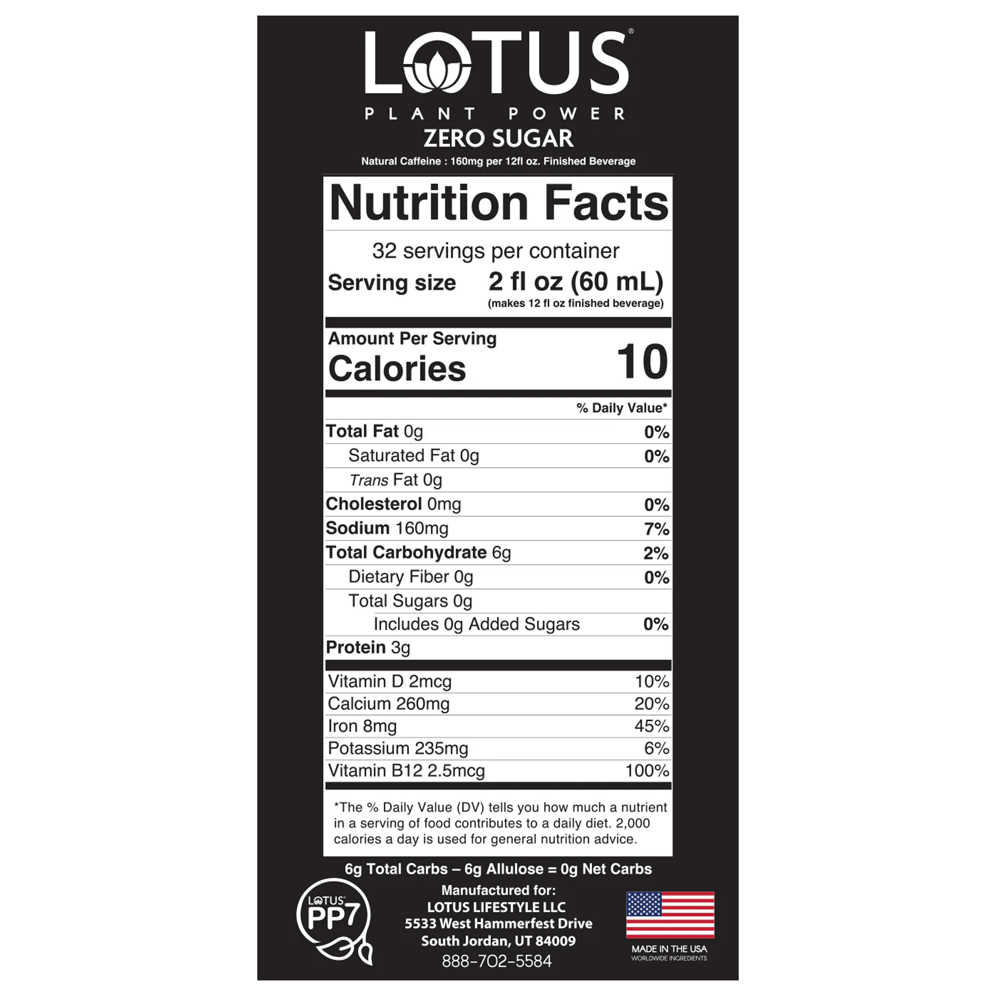 Gold Lotus Zero Sugar Plant Power Concentrate Nutrition Facts
