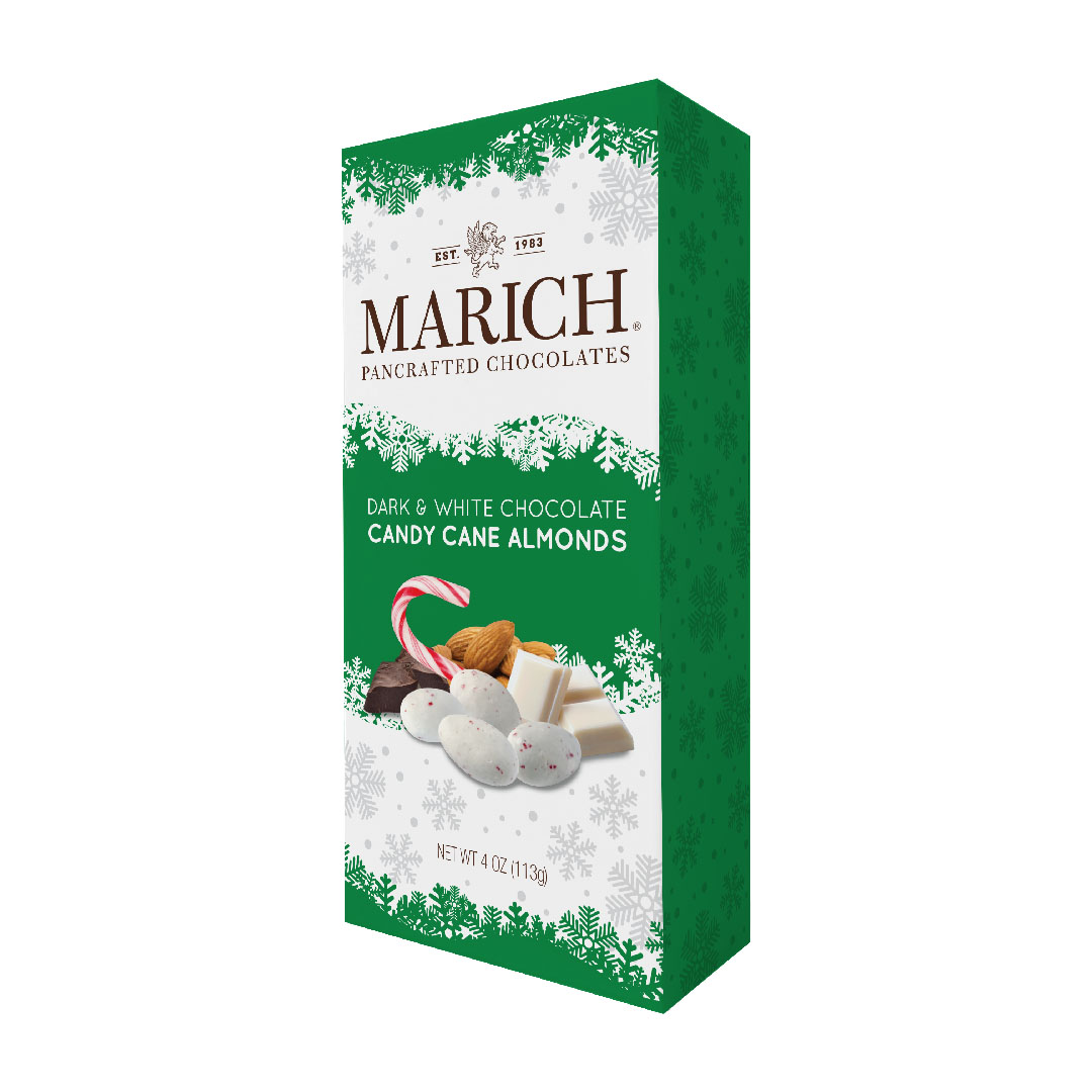 Marich Dark Chocolate Candy Cane Almonds 4 Oz. Pack