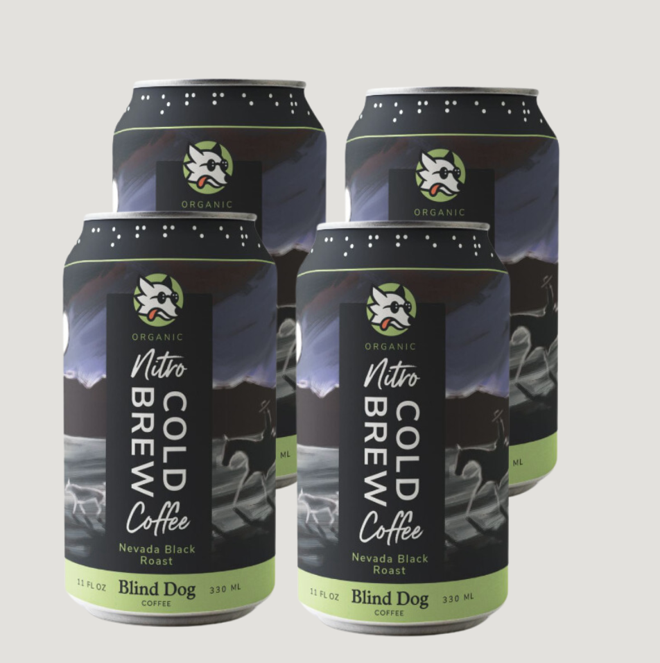 Organic Nitro Cold Brew - Nevada Black Italian Roast Ready to Drink 4 packs of 12oz can. - Blind Dog Coffee