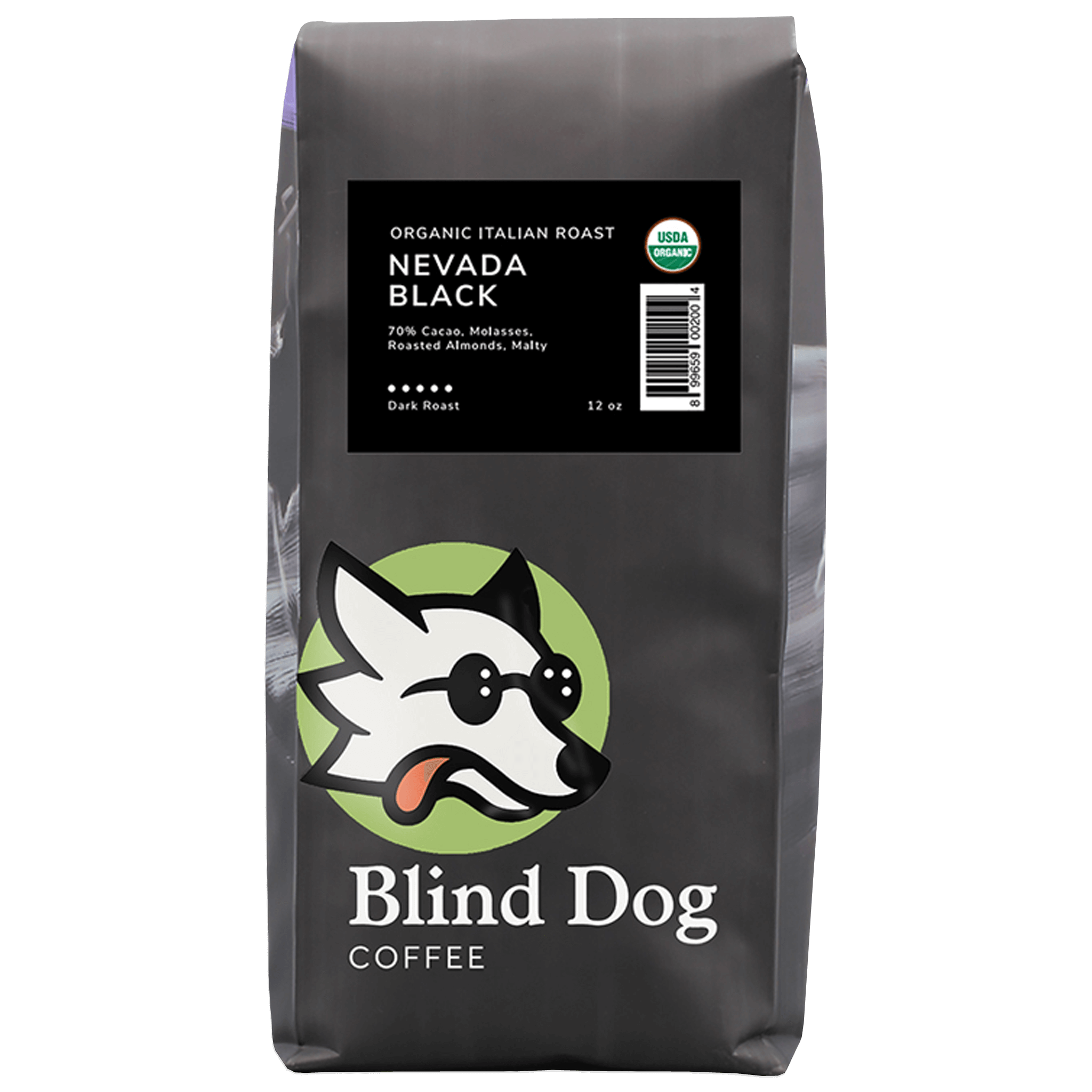 Blind Dog Coffee Nevada Black Dark Roast Coffee 12oz. Bag