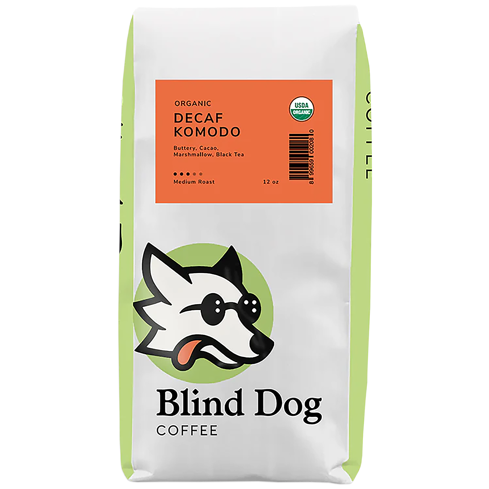 Blind Dog Coffee Low-Acid Decaf Komodo Medium Roast Coffee 12 oz. Bag