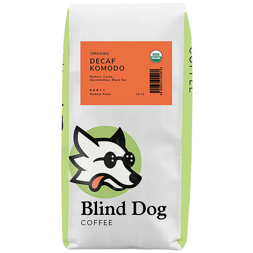 Blind Dog Coffee Low-Acid Decaf Komodo Medium Roast Coffee 12 oz. Bag