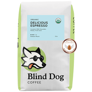 Blind Dog Coffee Delicious Espresso Medium Roast Coffee5 lb. Bag - Golden Bean Champion