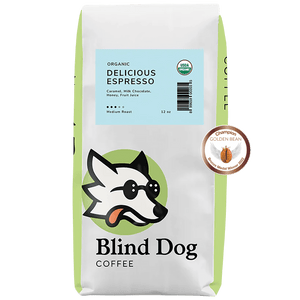 Blind Dog Coffee Delicious Espresso Medium Roast Coffee 12 0z. Bag - Golden Bean Champion