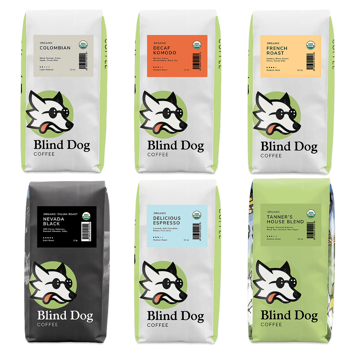 Original Organic Coffee Collection 6-Pack 12 oz. - Blind Dog Coffee