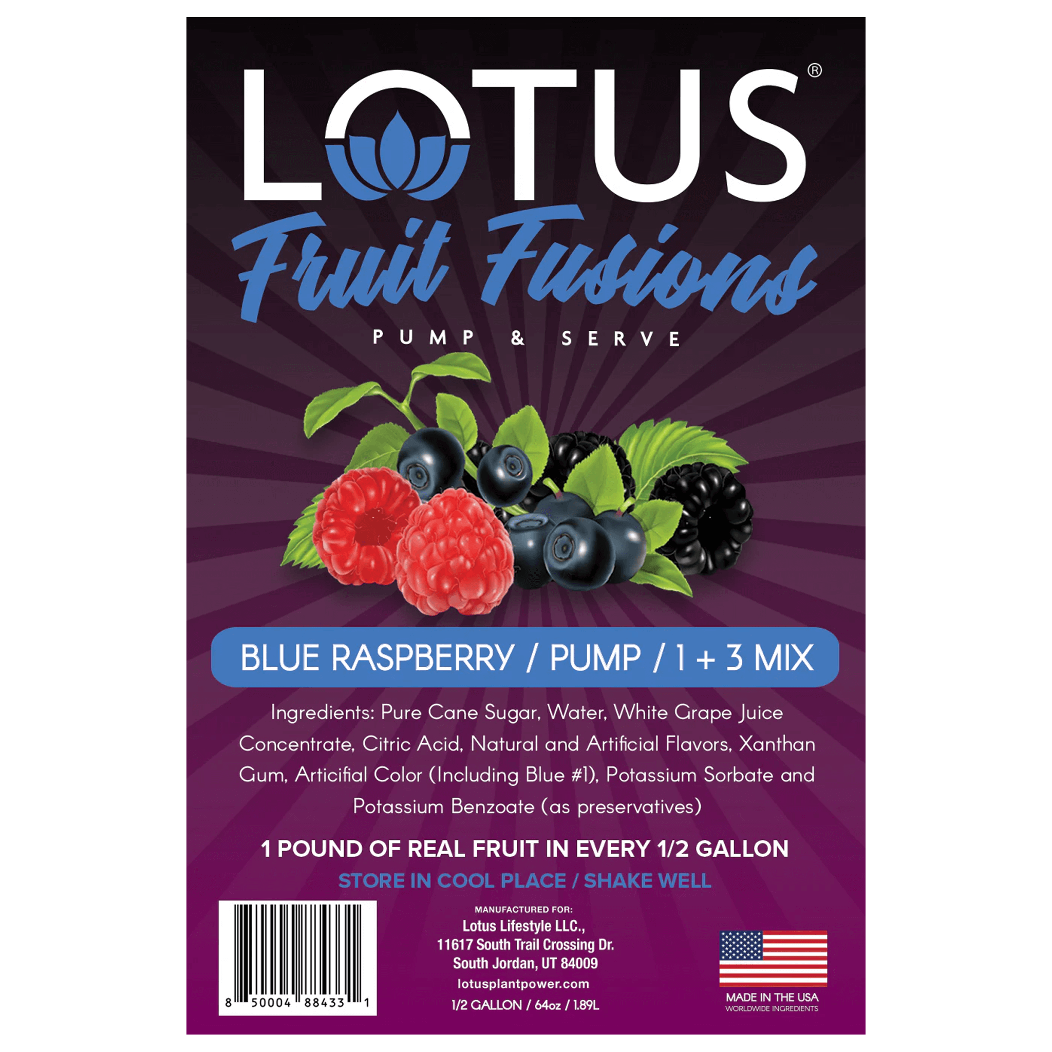 Blue Raspberry Lotus Fruit Fusion Concentrate Label
