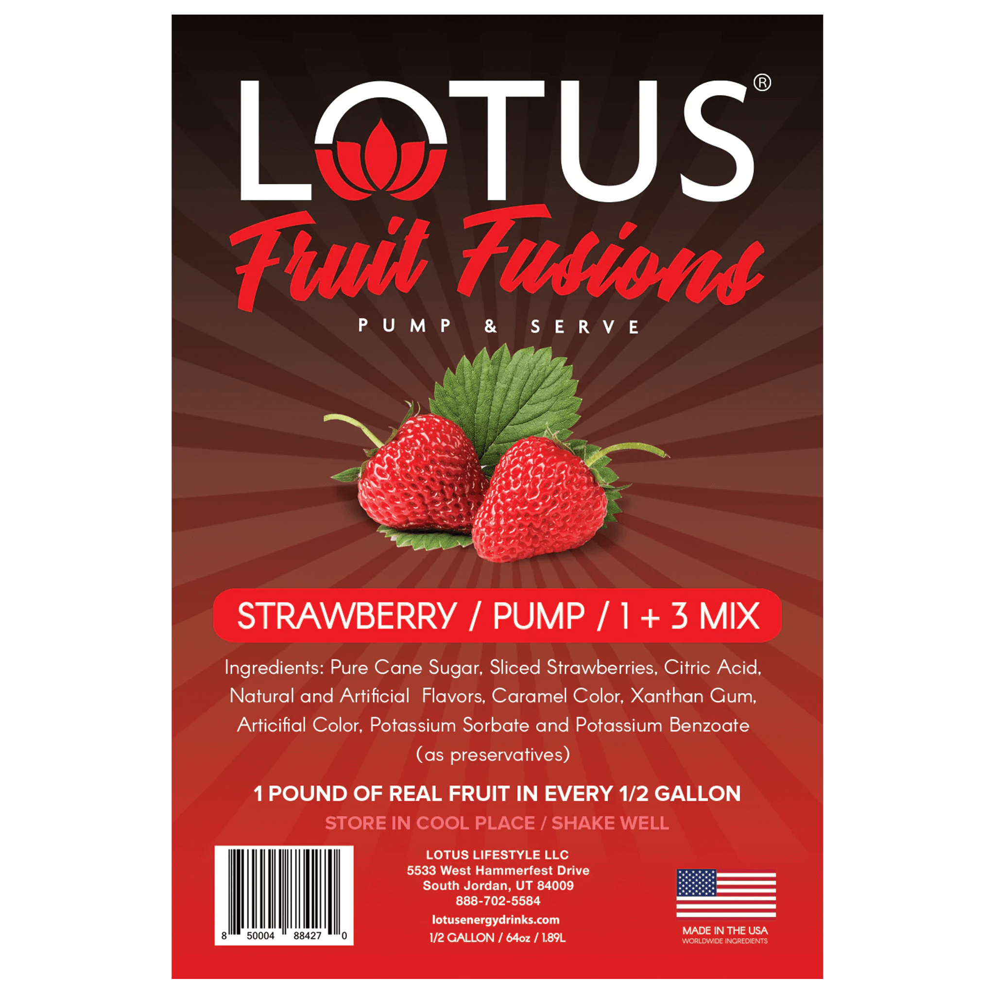 Strawberry Lotus Fruit Fusion Concentrate Label