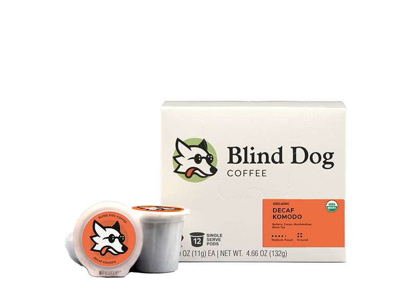 12 cups Organic Decaf Komodo Medium Dark Roast - Blind Dog Coffee
