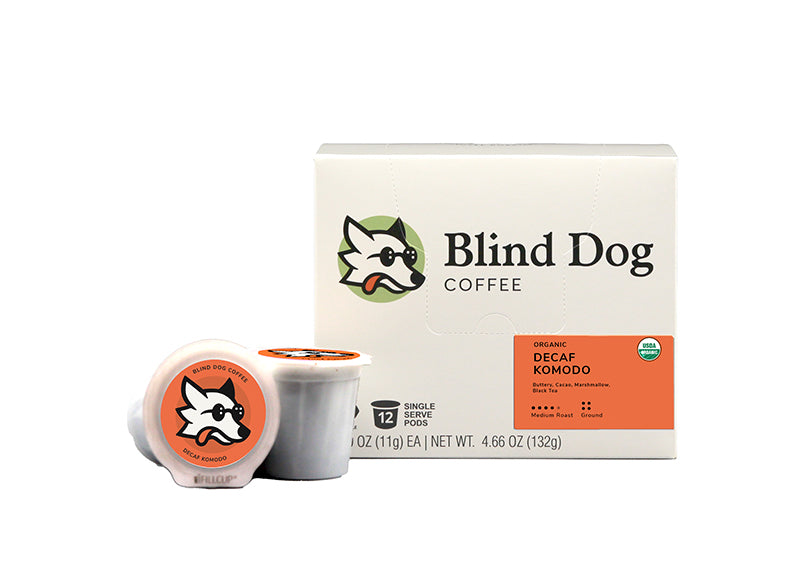 12 cups Organic Decaf Komodo Medium Dark Roast - Blind Dog Coffee