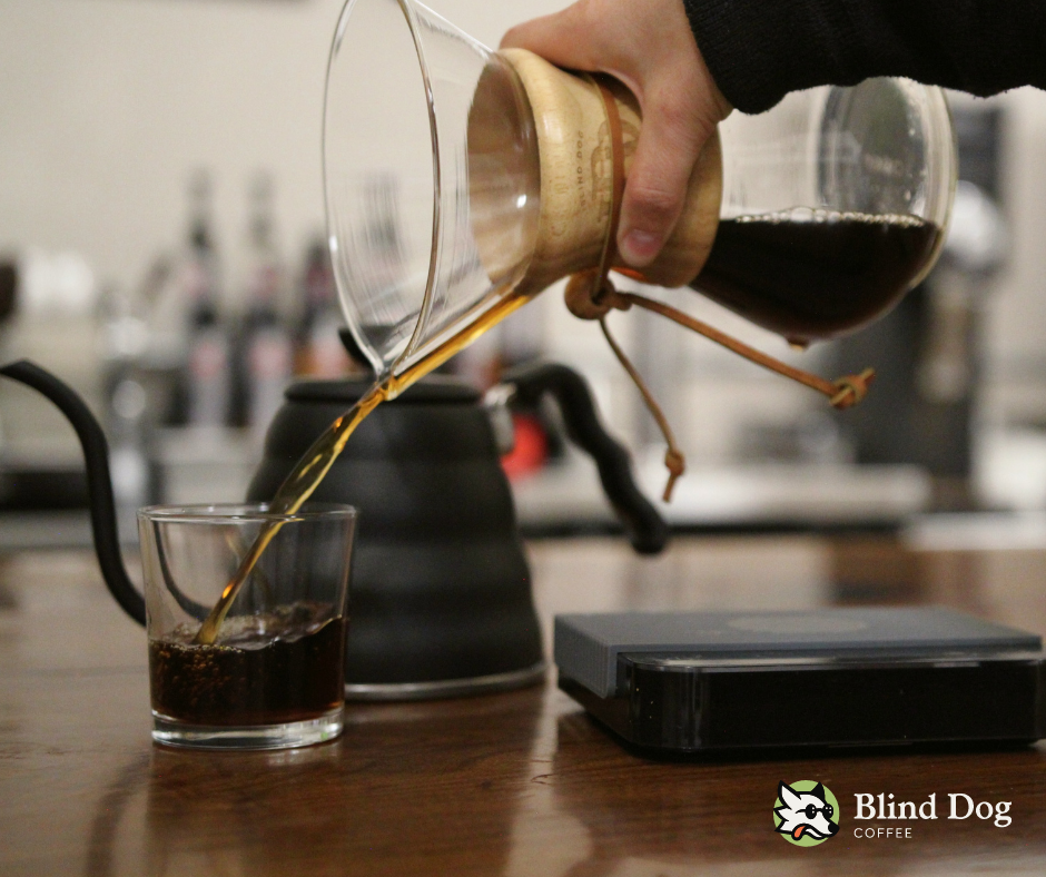 Six Cup Glass Handle CHEMEX® Brewer - Branded with LOGO - Blind Dog Coffee