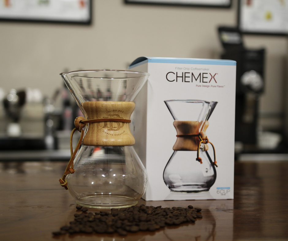Six Cup Glass Handle CHEMEX® Brewer - Branded with LOGO - Blind Dog Coffee