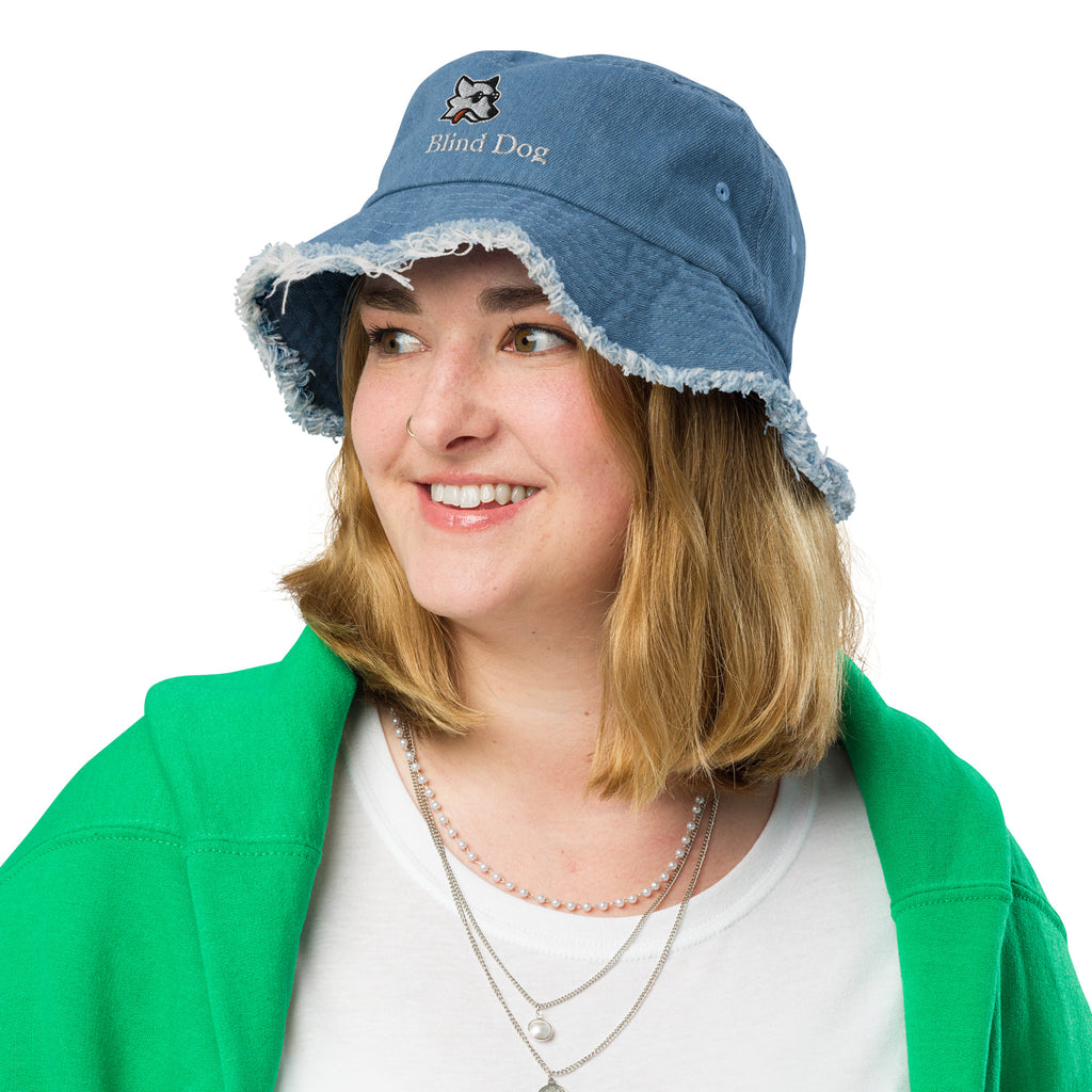 Distressed denim bucket hat - Blind Dog Coffee